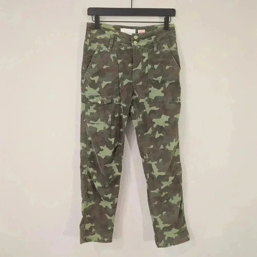 Anthropologie Green Camo Cargo Pants